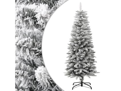 VidaXL Zasnežený umelý úzky vianočný stromček 120 cm PVC a PE