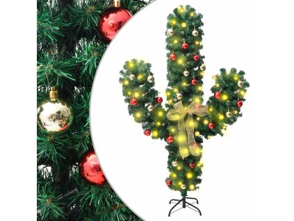 VidaXL Vianočný kaktus s podstavcom a LED zelený 210 cm PVC