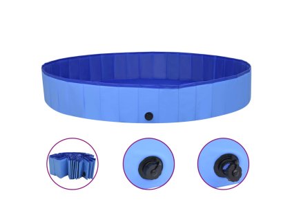 VidaXL Skladací bazén pre psov modrý 200x30 cm PVC