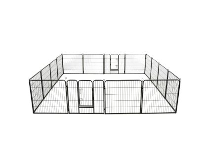 VidaXL Oceľová ohrádka pre psov so 16 panelmi 80x80 cm čierna