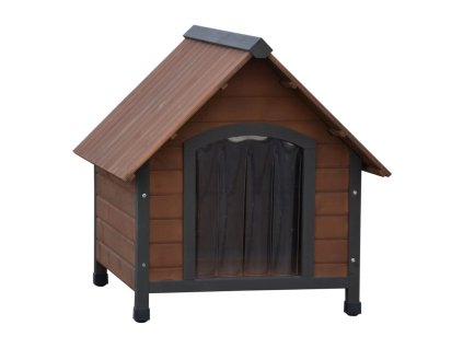 @Pet Búda pre psa s plastovými klapkami Rustique hnedá 102x82x87 cm
