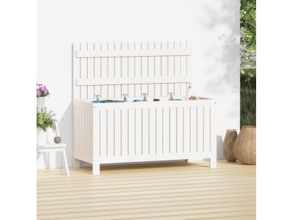 Záhradný úložný box biely 115x49x60 cm masívna borovica