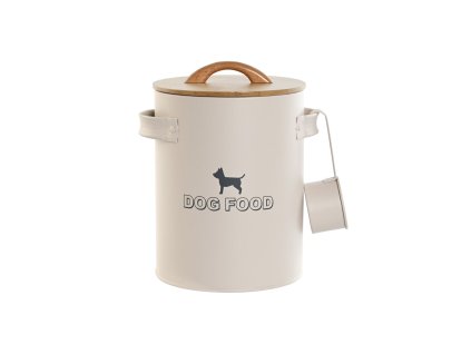 Dóza na krmivo pre domáce zvieratá Home ESPRIT Béžová Prírodná Kov Bambus 4 L 19 X 16 X 23 cm
