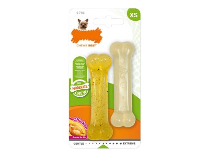 Hračka na žuvanie psa Nylabone Moderate Chew Twin Termoplast Kurča XS (2 pcs)