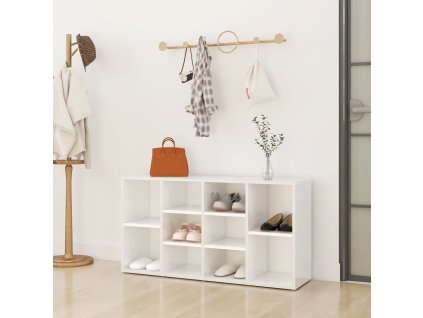 Lavica na topánky lesklá biela 103x30x54,5 cm drevotrieska