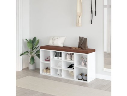Lavica na topánky lesklá biela 103x30x48 cm spracované drevo