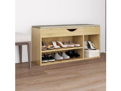 Lavica na topánky s vankúšom dub sonoma 104x30x49 cm drevotrieska