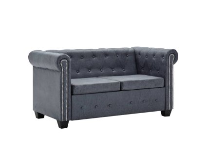 2-miestna pohovka Chesterfield, umelý semiš, sivá