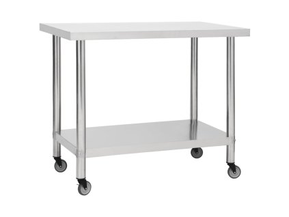 Kuchynský pracovný stôl s kolieskami 100x30x85 cm nerezový