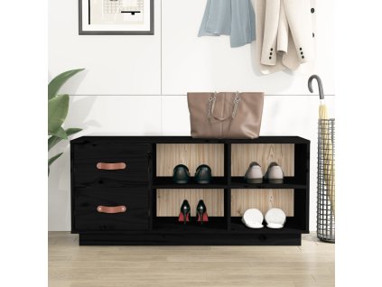 Lavica na topánky čierna 100x34x45 cm masívna borovica