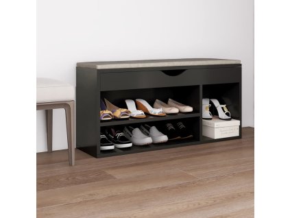 Lavica na topánky s vankúšom sivá 104x30x49 cm drevotrieska