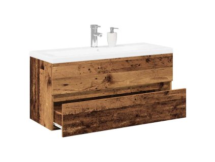 vidaXL Skrinka so vstavaným umývadlom staré drevo 101x39,5x49 cm