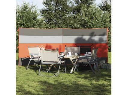 vidaXL Kempingový vetrolam sivo-oranžový 340x130 cm vodeodolný