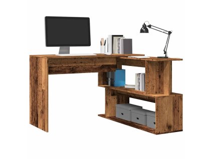 vidaXL Rohový písací stôl Old Wood 200,5x50x76 cm Engineered Wood