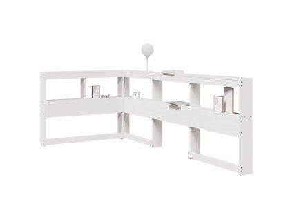 VidaXL Knižnica čelo v tvare L biele 90 cm masívna borovica