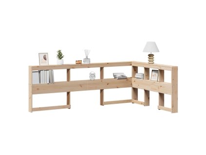 VidaXL Knižnica čelo v tvare L 120 cm masívna borovica