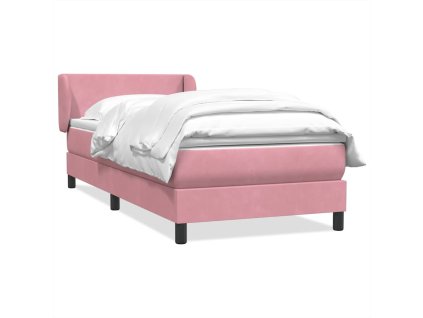 vidaXL Posteľný rám boxsping s matracom ružový 90x220 cm zamat