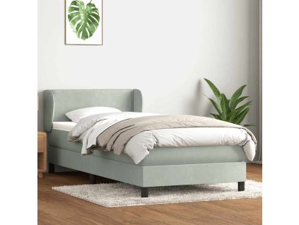 vidaXL Posteľný rám boxspring s matracom Svetlosivá 80x210 cm zamat
