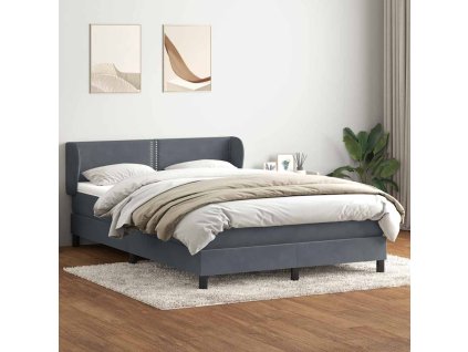 vidaXL Posteľný rám boxspring s matracom tmavosivý 140x210 cm zamat