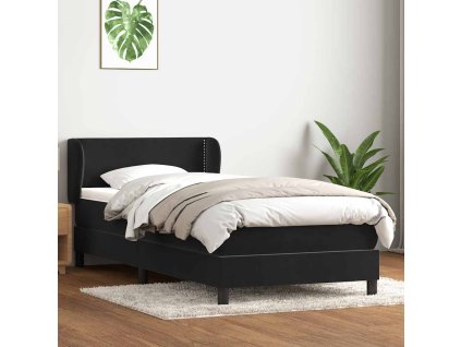 vidaXL Box Spring Posteľ s matracom Čierna 100x210 cm Zamat