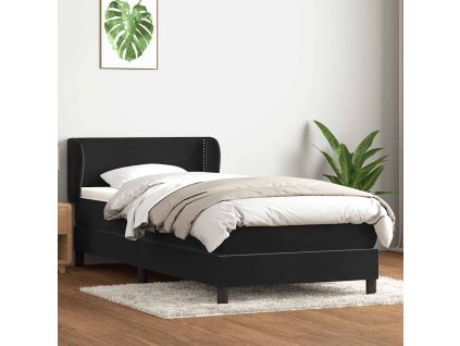 vidaXL Posteľný rám boxspring s matracom čierny 90x210 cm zamat