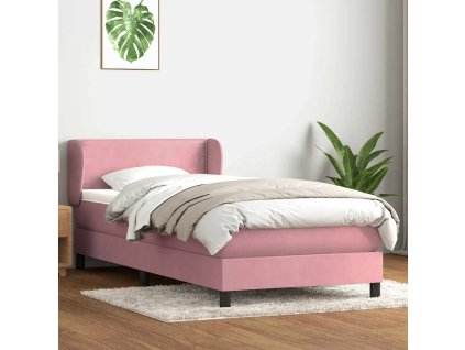 vidaXL Posteľný rám boxsping s matracom ružový 90x220 cm zamat