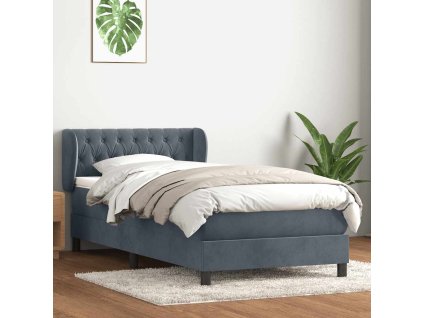 vidaXL Posteľný rám boxspring s matracom tmavosivý 80x210 cm zamat