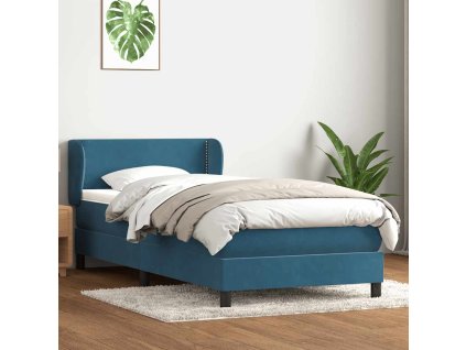 vidaXL Posteľný rám boxsping s matracom tmavomodrý 90x210 cm zamat