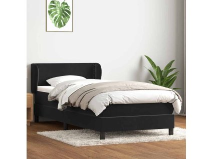 vidaXL Posteľný rám boxspring s matracom čierny 90x220 cm zamat