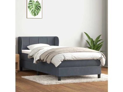 vidaXL Posteľný rám boxspring s matracom tmavosivý 80x220 cm zamat