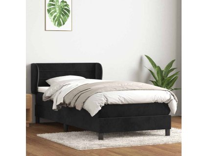 vidaXL Posteľný rám boxspring s matracom čierny 90x210 cm zamat