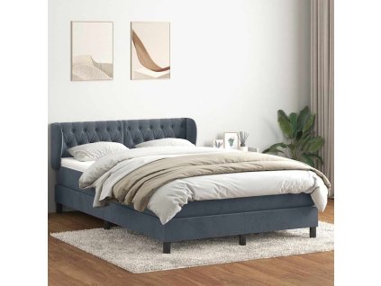 vidaXL Posteľný rám boxspring s matracom tmavosivý 160x210 cm zamat