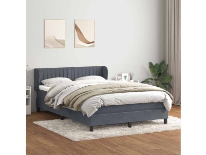 vidaXL Posteľný rám boxspring s matracom tmavosivý 160x210 cm zamat