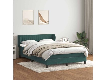 vidaXL Posteľný rám boxsping s matracom tmavozelený 160x210 cm zamat