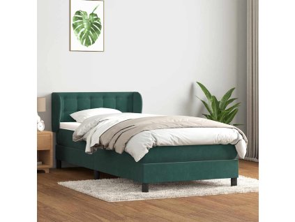 vidaXL Posteľný rám boxspring s matracom Tmavozelená 80x210 cm zamat