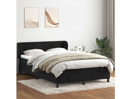 vidaXL Box Spring Posteľ s matracom Čierna 140x220 cm Zamat