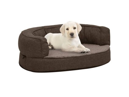 Ergonomický matrac pre psa 60x42 cm ľanový vzhľad flís hnedý