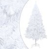 Osvetlený umelý vianočný stromček s guľami, biely 150 cm, PVC