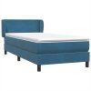vidaXL Posteľný rám boxsping s matracom tmavomodrý 80x210 cm zamat