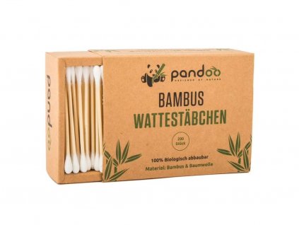 PANDOO Bambusové vatové tyčinky do uší s bio bavlnou 200 ks