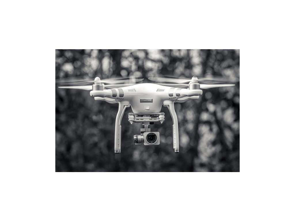 black and white drone