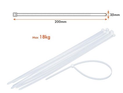 stahovacia paska na karisiet 3 5x200mm biela 100ks balenie eko vystuze