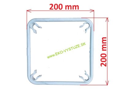 Plastové strmienko EKO-Grip 4 s rozmermi 200 × 200 mm – technický nákres s presnými rozmermi, vhodné na GFRP výstuž.
