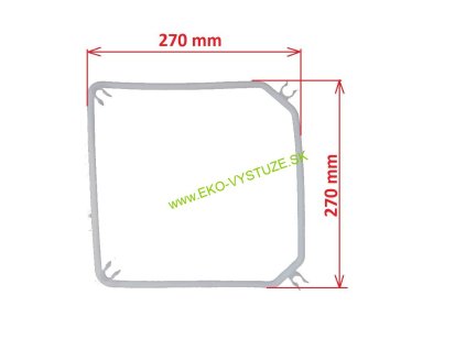 Plastové armovacie strmienko EKO-Grip 5 s rozmermi 27 × 27 cm – štvorcový tvar so zaoblenými rohmi a klipovým uchytením pre výstužné tyče, ideálne na vystužovanie betónových konštrukcií.