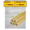 Kompozitná armovacia tyč Roxor Eko 16mm GFRP FiberoX s dĺžkou 6 metrov. Ekologická a ľahká náhrada oceľovej armatúry s priemerom 18mm. Detailný pohľad na kompozitnú výstuž.