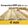 Sklad kompozitných GFRP roxorových tyčí s dĺžkou od 6 do 12 metrov. V popredí zväzok 4mm kompozitných tyčí, ktoré nahrádzajú 6mm oceľovú výstuž.