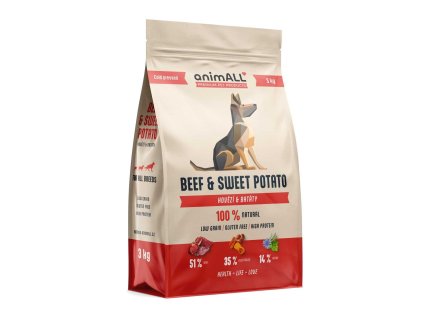 animALL přírodní granule pro psy Beef & Sweet potatoes 3 kg