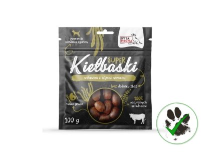 Klobásky s hovězím masem a mořskými řasami 100 g