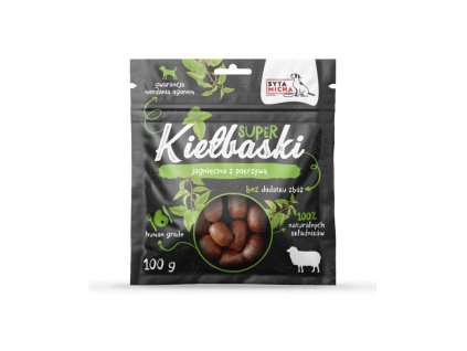 Klobásky pro psy Syta Micha s jehněčím masem a kopřivou