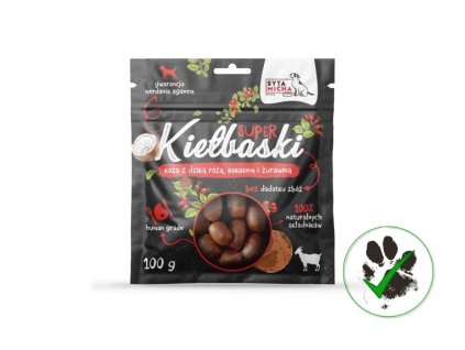 Klobásky s kozou, šípkem a kokosem 100 g